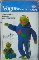 8624 VOGUE 14'' KERMIT THE FROG JOGGING SUIT, T,  BAG 1983 PATTERN